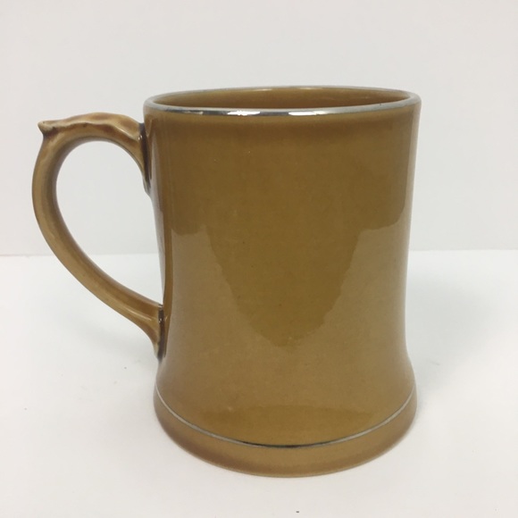 Wade Ireland Big Ben Tankard Mug Gloss Tan Silver Rimmed Leaf Handle London 1980 - Picture 8 of 12
